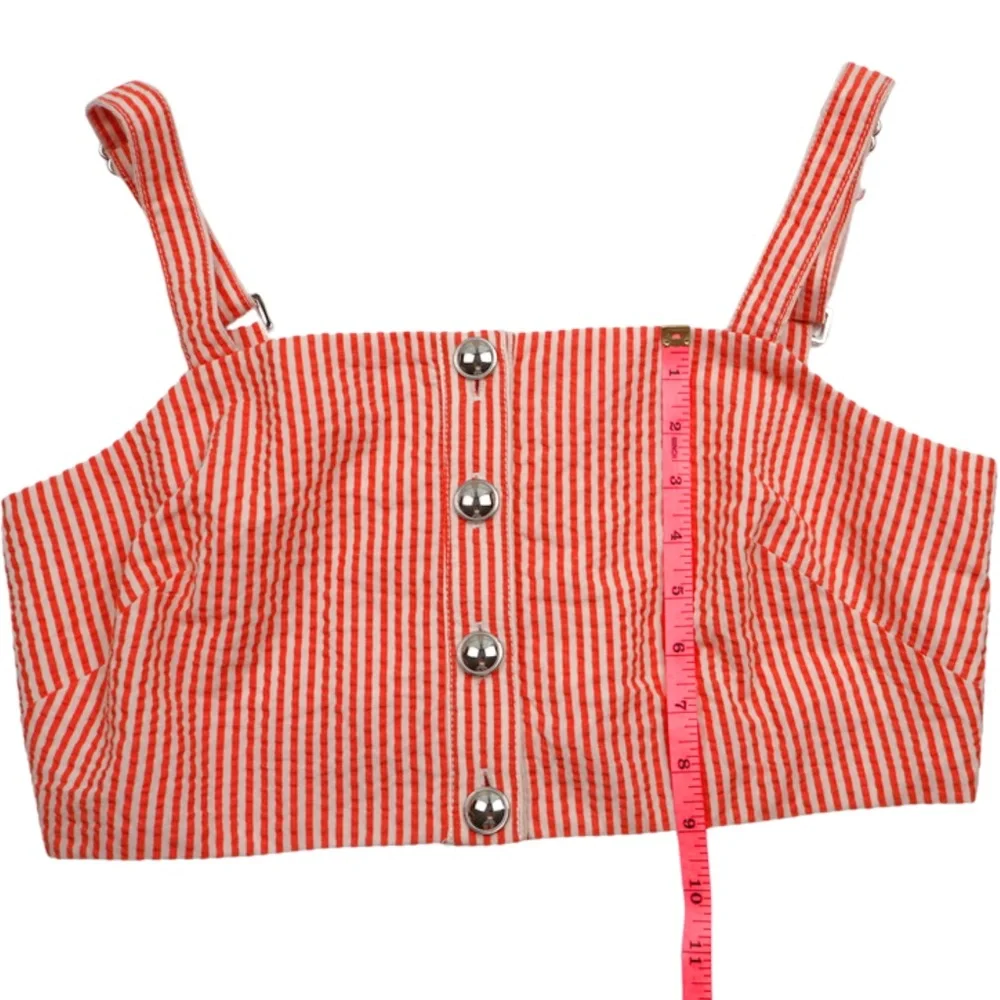 Maeve Anthropologie Striped Crop Top NWT Size 8 Red Button Front - Picture 8 of 8